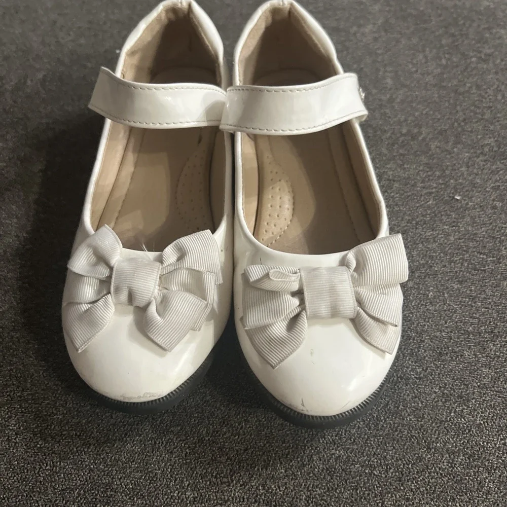 White Bow Mary Jane Flats Girls Toddler Kids Shoes‎ Size 13 Easter / Wedding